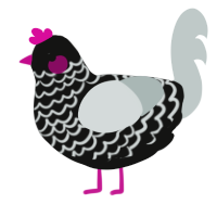 A black and silver chicken with a lace pattern