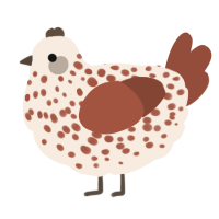 A cream and russet chicken with a speckle pattern