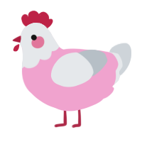 A pink and mist chicken with a head pattern
