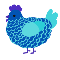 A ultramarine and aqua chicken with a lace pattern