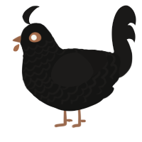 A black and sable chicken with a lace pattern