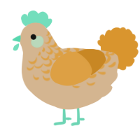 A beige and orange chicken with a half-lace pattern
