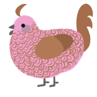 A pink and brown chicken with a double-lace pattern