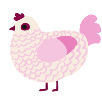 A cream and pink chicken with a lace pattern