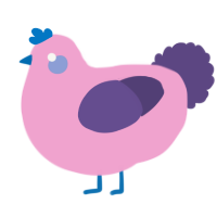 A pink and overcast chicken