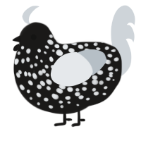 A sable and mist chicken with a speckle pattern