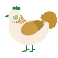 A cream and gold chicken with a neck-speckle pattern