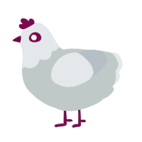 A silver and mist chicken with a head pattern