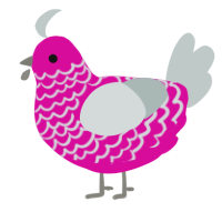 A fuchsia and silver chicken with a lace pattern
