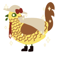 A yellow and russet chicken with a lace pattern