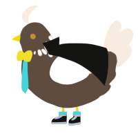 A bark and cream chicken with a neck-speckle pattern
