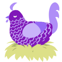 A violet and lilac chicken with a lace pattern