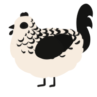A cream and black chicken with a half-lace pattern