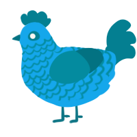 A sky and sea chicken with a lace pattern