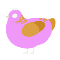 A lavender and orange chicken with a neck-speckle pattern