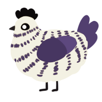 A navy and lime chicken with a bar pattern