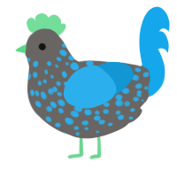 A grey and sky chicken with a speckle pattern