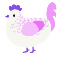 A white and lavender chicken with a half-lace pattern