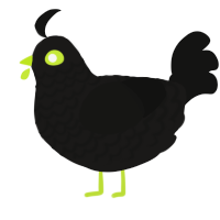 A sable and black chicken with a lace pattern