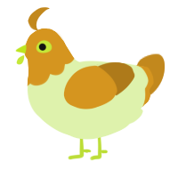 A apple and ochre chicken with a head pattern