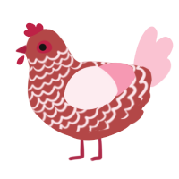 A red and rose chicken with a lace pattern