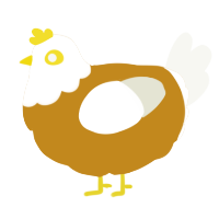 A ochre and white chicken with a head pattern