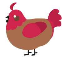 A brown and crimson chicken with a head pattern
