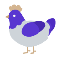 A mist and indigo chicken with a head pattern