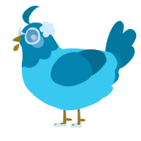 A aqua and sea chicken with a head pattern