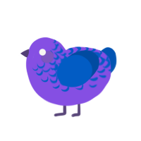 Rain, a blurple and ultramarine chicken with a half-lace pattern