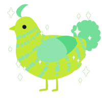 A lime and spring chicken with a bar pattern