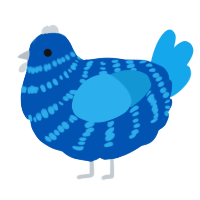 A ultramarine and sky chicken with a bar pattern