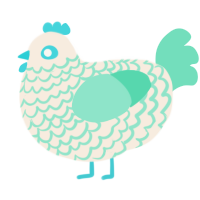 A cream and mint chicken with a lace pattern