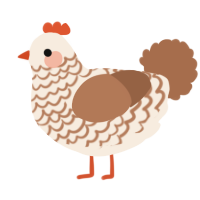 A cream and brown chicken with a lace pattern