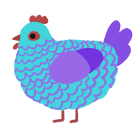 A aqua and blurple chicken with a lace pattern