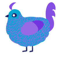 A cerulean and blurple chicken with a double-lace pattern