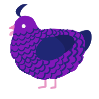 A violet and navy chicken with a lace pattern