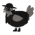 A sable and grey chicken with a head pattern
