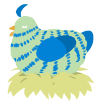 A gluppy and sapphire chicken with a bar pattern