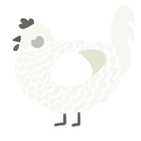 A white chicken with a lace pattern