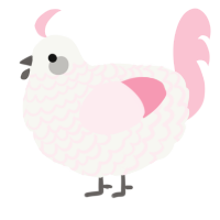 A white and rose chicken with a lace pattern