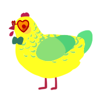 A yellow and sky chicken with a half-lace pattern