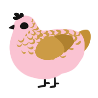 A rose and gold chicken with a half-lace pattern