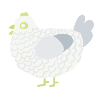 A white and mist chicken with a lace pattern
