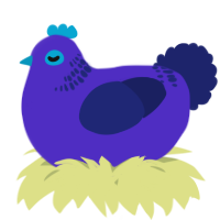 A indigo and navy chicken with a neck-band pattern