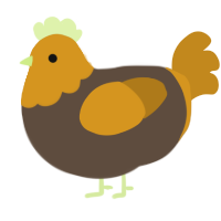 A bark and ochre chicken with a head pattern