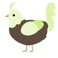A bark and apple chicken with a head pattern