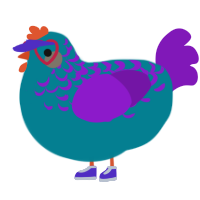 A sea and violet chicken with a half-lace pattern