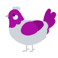 A mist and plum chicken with a head pattern