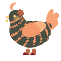 A beige and sea chicken with a bar pattern